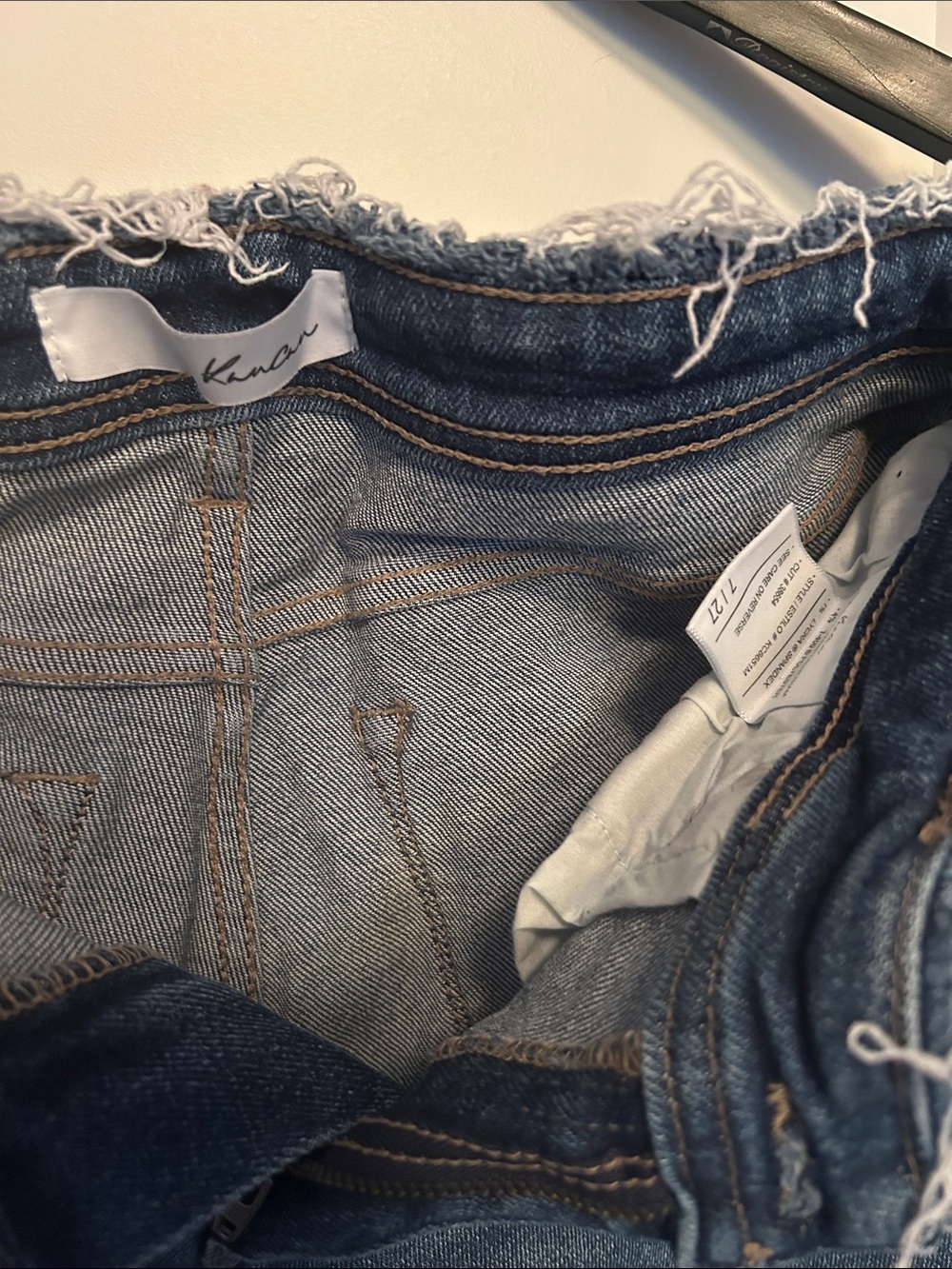 KanCan Frayed Waist Straight Leg Jeans in Blue - Picture 2 of 3
